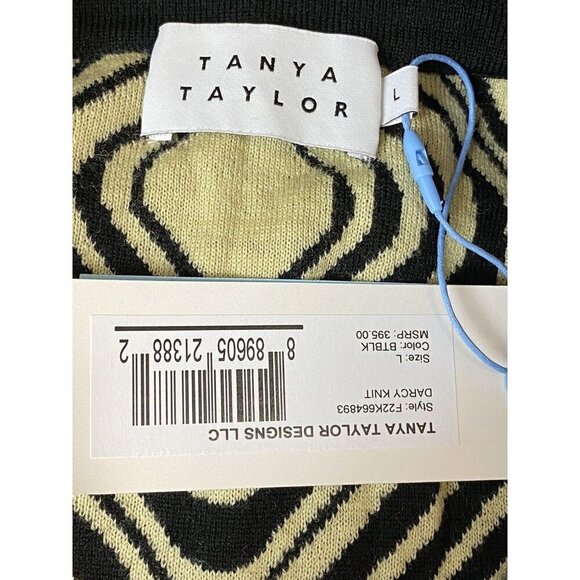 Tanya Taylor Sz L Sweater Geometric Merino Wool V-Neck Designer Luxury Retro - Picture 3 of 5